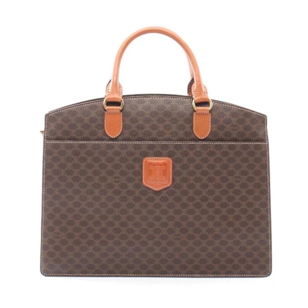 Celine Macadam Handbag Canvas Brown